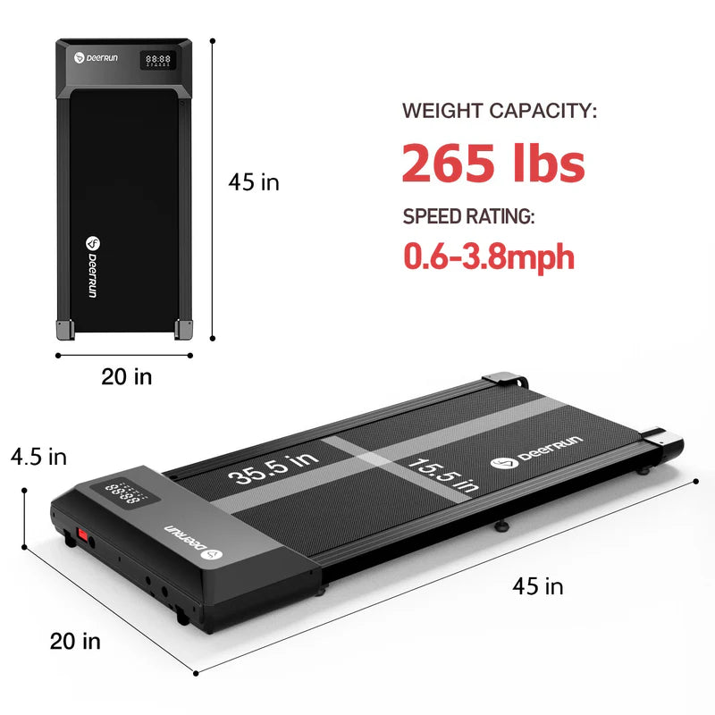 DeerRun Q1 Urban Mini Under-Desk Treadmill 265 Lbs Capacity with Remote Control